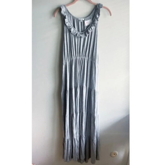 Jodifl Dresses & Skirts - Jodifl Womens Maxi Dress Sleeveless Tiered Gray Ruffle Large Comfort Minimalist